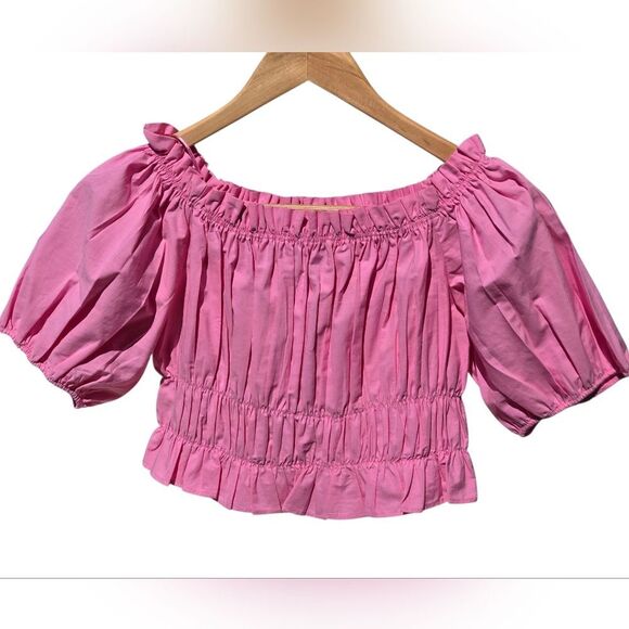 New- Zara Pink Off-Shoulder Blouse - Picture 2 of 5